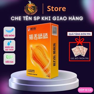  Bao cao su có gai siêu mỏng 3D cam size 52mm BCS kéo dài thời gian quan hệ hộp 10 cái 