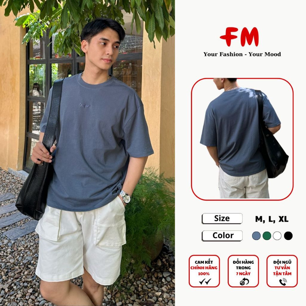 Áo Thun Nam Regular FMSTYLE - Thêu Chữ ATM Phong Cách Trẻ Trung Chuẩn Form 25090434