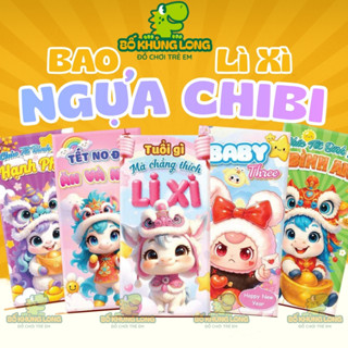   Chọn Mẫu  Xấp 10 Bao Lì Xì NGỰA CHIBI BỐ KHỦNG LONG Lì Xì Ngựa Mã Đáo 2026 Hot trend Tặng Kèm Bao Kiếng 
