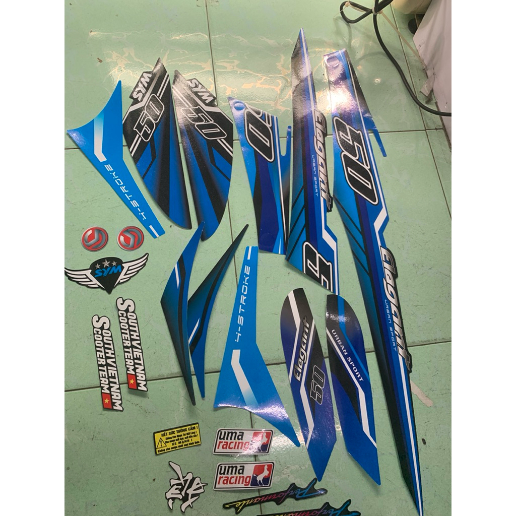 Tem xe elegant 50cc xanh đen