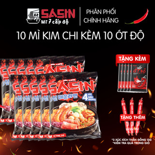  Combo 10 gói mì cay Sasin vị KIM CHI 120g + 10 gói xốt ớt độ 10g 