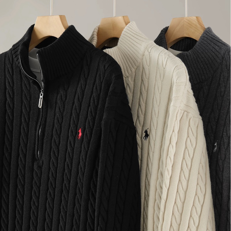 [H.E Menswear] Alden Half-Zip Sweater – Áo Len Dệt Cable Cổ Cao Half-Zip, Dày Dặn – Thanh Lịch – Dễ 