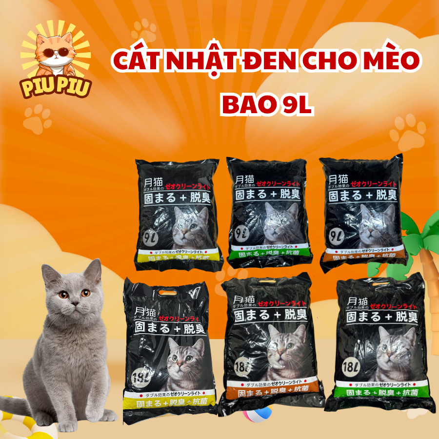 [ SALE ] Cát Nhật Đen Cho Mèo Bao 9L Chính Hãng Moon Cat, Cát Khử Mùi Bao 4KG Hương Thơm Dễ Chịu Giá Tốt