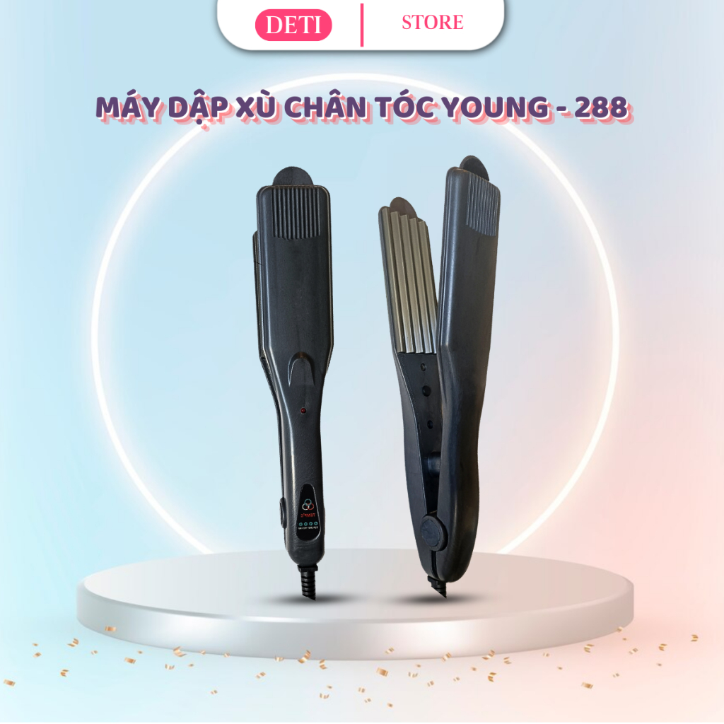 Máy bấm phồng DETI 2in1, máy uốn sóng nước hippie 32mm, máy dập xù tóc và máy duỗi tóc thẳng chuẩn s