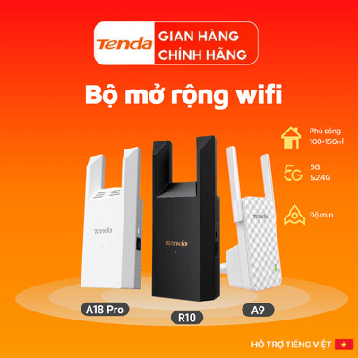 Bộ mở rộng tín hiệu WiFi Tenda R10/A9/A18 Pro N300Mbps/AC 1200Mbps - Sản phẩm chính hãng