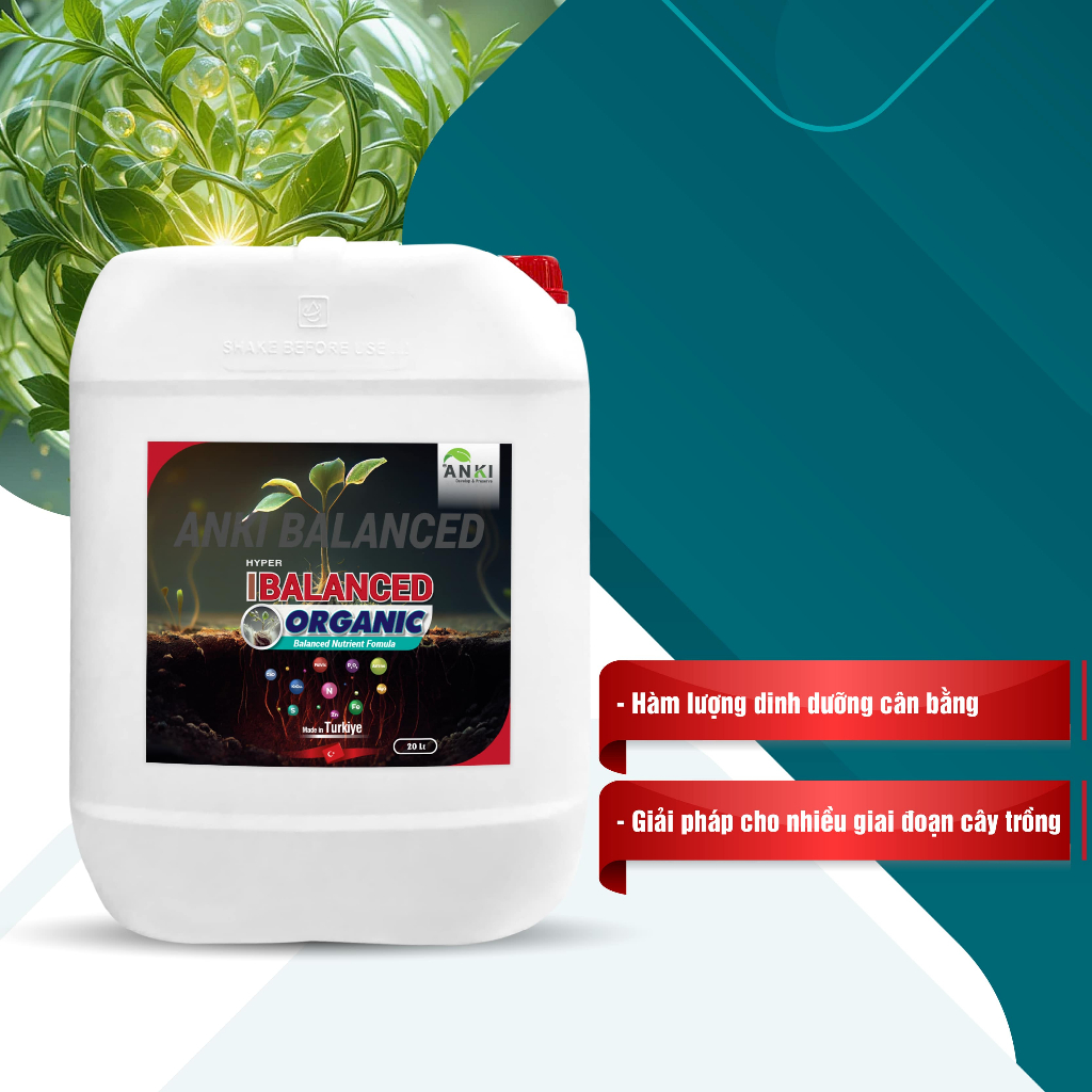 Phân bón Hyper IBalanced Organic dinh dưỡng cân bằng, ANKI quy cách thùng 2 can 20 lít