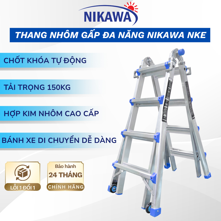Thang nhôm NIKAWA NKE-44 rút lồng đa năng, hợp kim nhôm, tải trọng 150kg, bảo hành 24 tháng | BigBuy360 - bigbuy360.vn