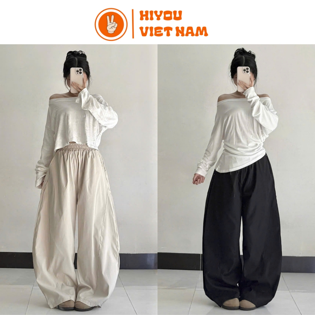 Quần Kaki Ống Cong Form Rộng Unisex Hiyou Quần baggy dài ống cong rộng chất mềm dễ phối đồ trẻ trung