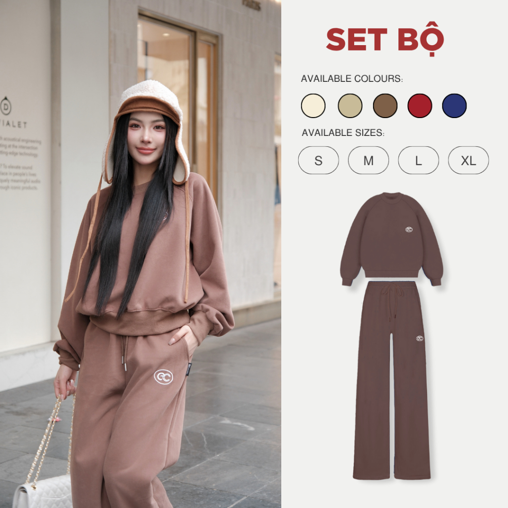 Set Bộ ECOCHIC IVORY FROST Áo Sweater Basic Chất Liệu Nỉ Hai Da Cao Cấp Chính Hãng B186 | BigBuy360 - bigbuy360.vn