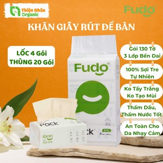  Khăn Giấy Rút Để Bàn 3 Lớp 130 Tờ FUDO BAMBOO Khăn Giấy Sợi Tre TissuePack 