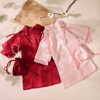   TẶNG TÚI   Set Áo dài cách tân Thiên Dao cho bé gái và mẹ vải gấm tay cánh tiên LALUMI KIDS 