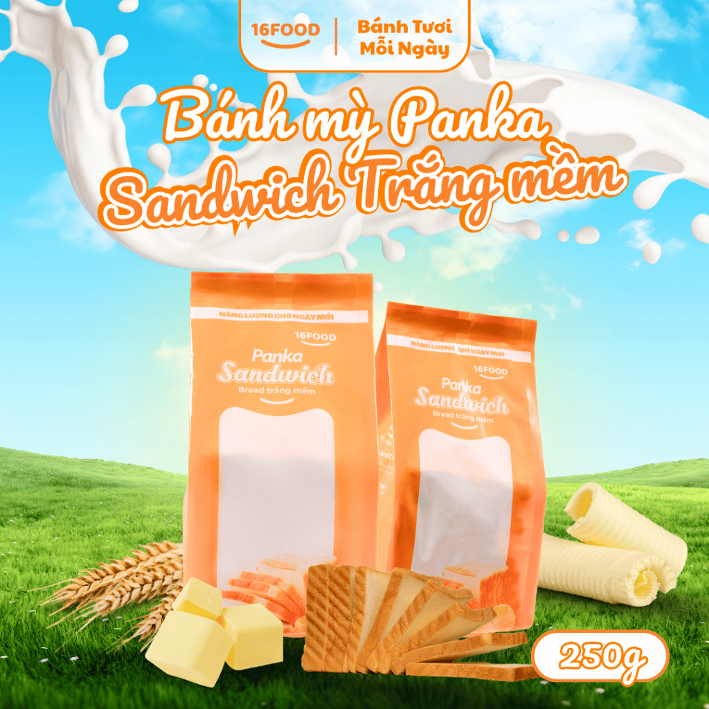 Bánh Mỳ Tươi Sandwich Panka Mềm, Làm Bữa Sáng/Bữa Phụ Tiện Lợi | 16Food