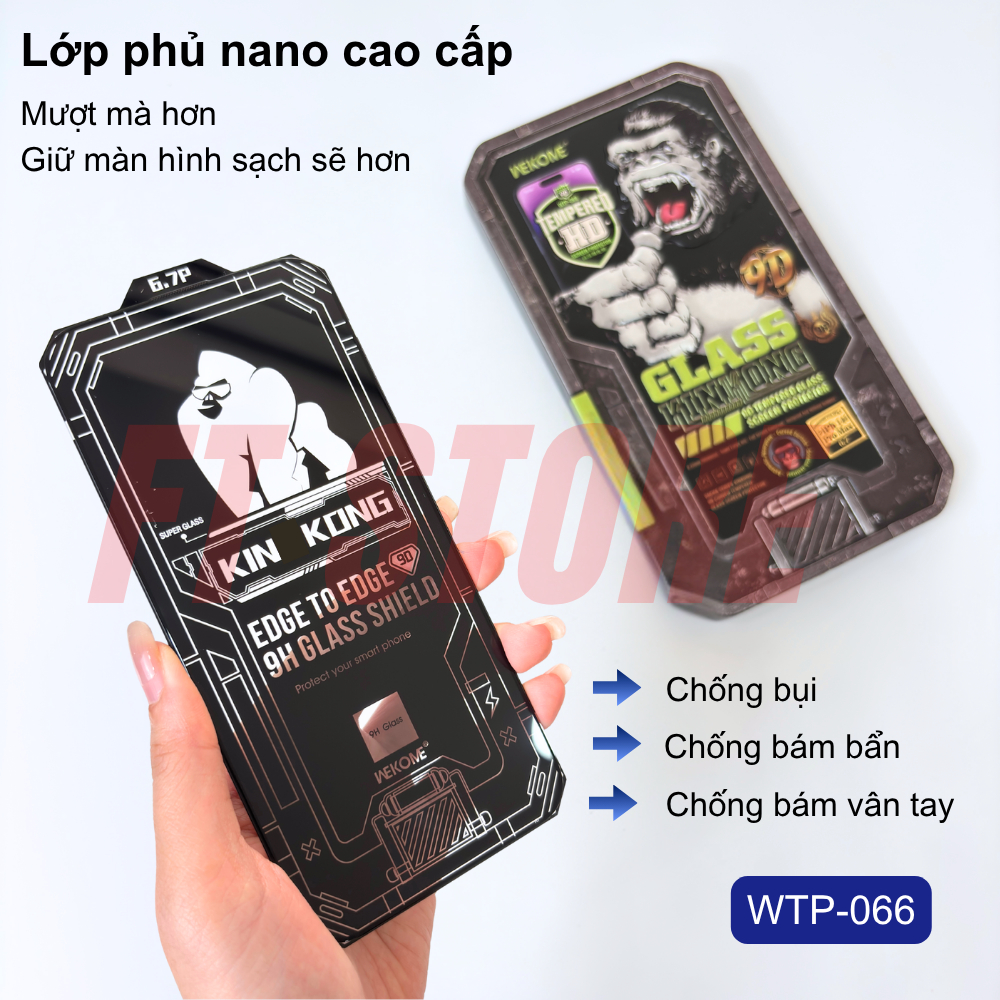 Kính cường lực WK KINKONG WTP-066 siêu cứng, siêu mượt, full viền chống vân tay - Chính hãng | BigBuy360 - bigbuy360.vn