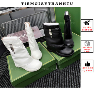  959-8 Bốt  JIUJIJIU Nữ Cổ Lửng Đế Xuồng  Đế Bánh Mì  PhốI Khoá Chất Da Hạt Hàng QC Fullbox 