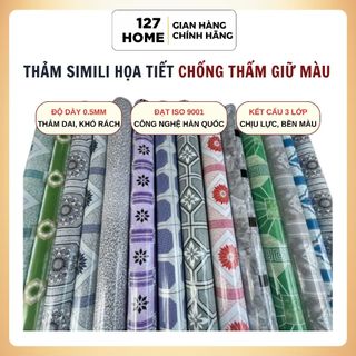 Thảm Trải Lót Sàn Simili 0.5mm Hoạ Tiết Bông Hoa Giữ Màu Tốt Chống Thấm Trang Trí Văn Phòng Nhà Ở