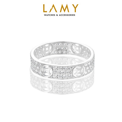 Nhẫn bạc nam nữ LAMY Nhẫn Kim tiền đính đá Lovely Ring 8267