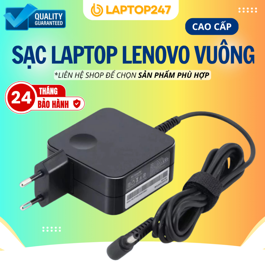 Sạc Laptop LENOVO IdeaPad Vuông 65W/45W - Sạc Lenovo ThinkPad Chân Nhỏ BẢO HÀNH 24 THÁNG