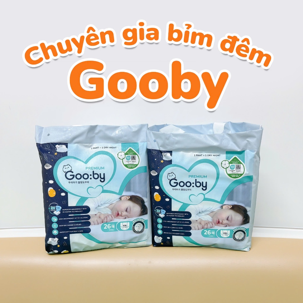 Bỉm - Tã quần Gooby ban ĐÊM Premium đủ size M/L/XL/XXL/XXXL cho bé