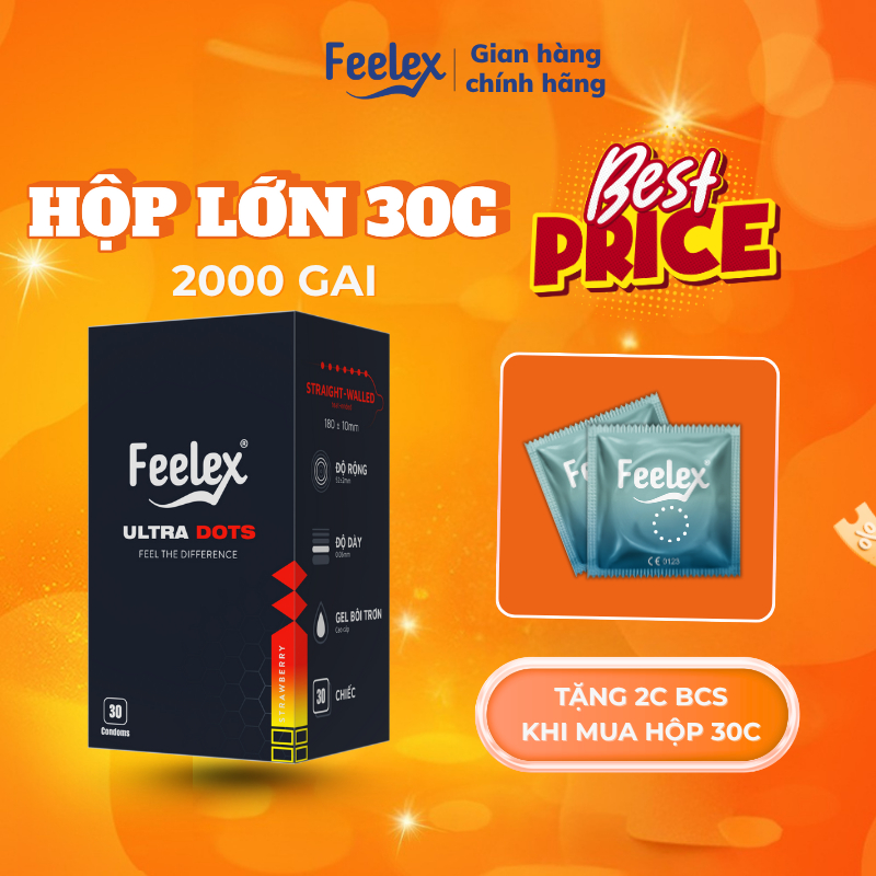 Bao cao su Feelex Ultra Dots siêu gai, nhiều gel bôi trơn