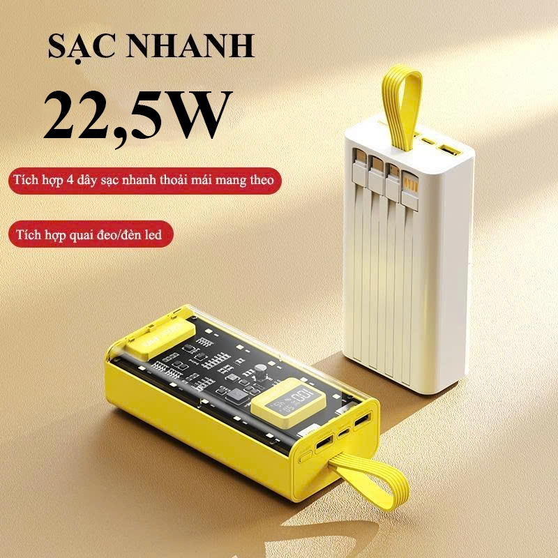 Sạc dự phòng 20000mh sạc nhanh 22.5w tích hợp dây, 2 output usb 2 Input micro/type c ảo hành 12 tháng basike | BigBuy360 - bigbuy360.vn