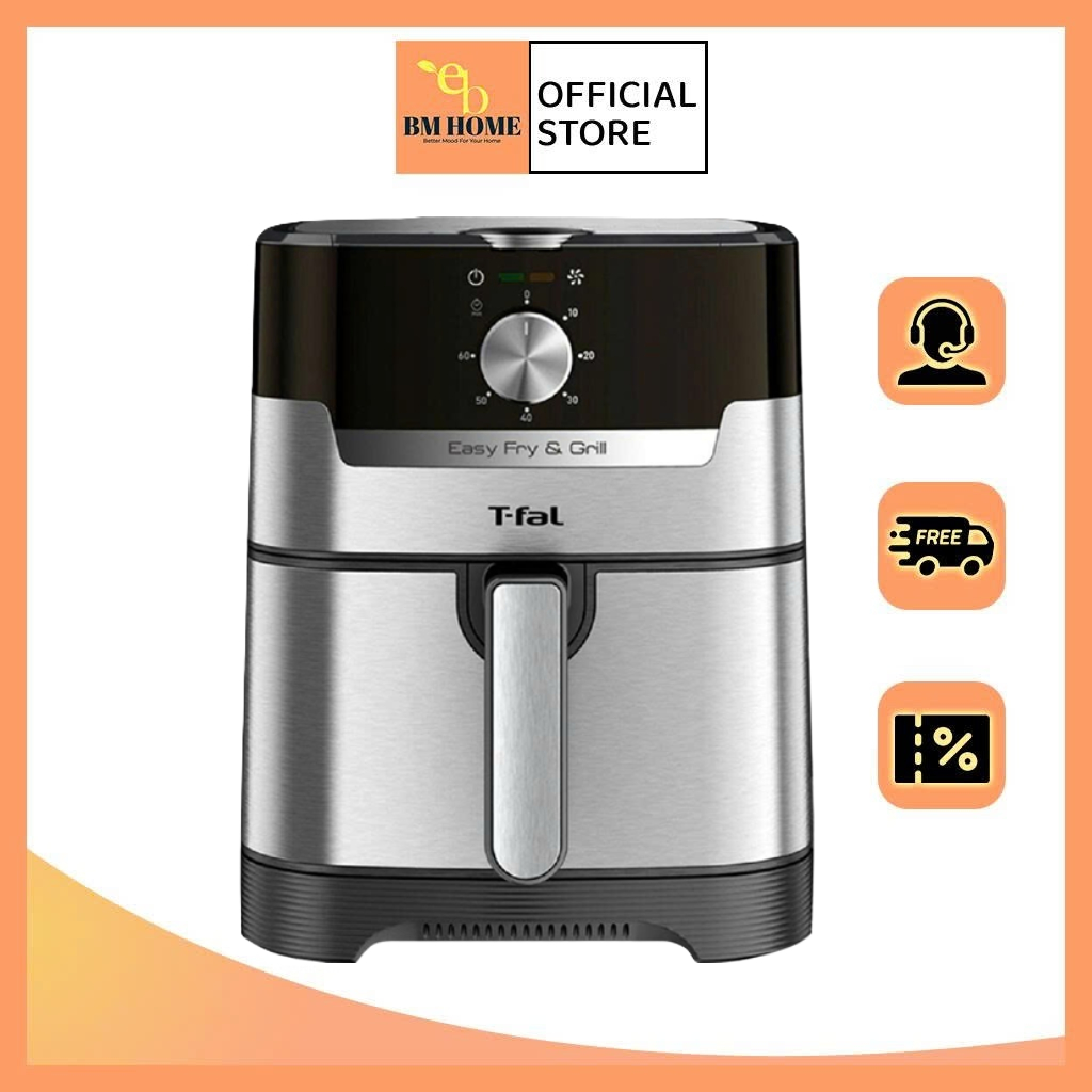 Nồi chiên không dầu Tefal 2in1 Easy Fry & Grill  Classis+ EY501D15 - Màu Bạc hiện đại - Bảo hành 2 n