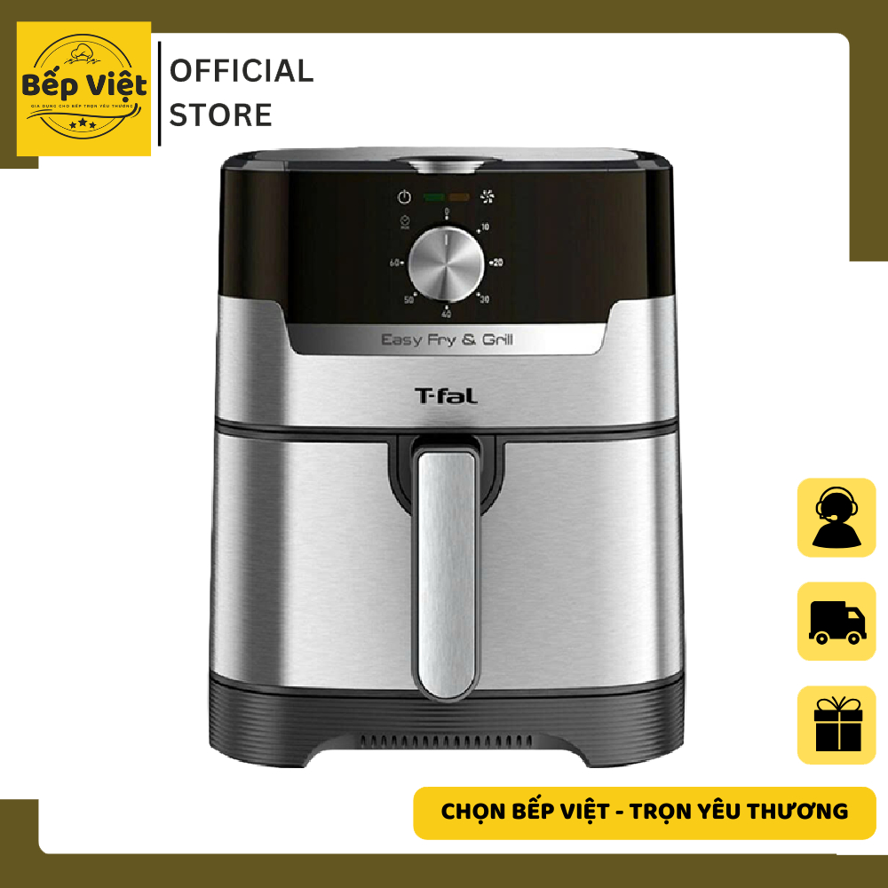 Nồi chiên không dầu Tefal 2in1 Easy Fry & Grill  Classis+ EY501D15 - Màu Bạc hiện đại - Bảo hành 24 