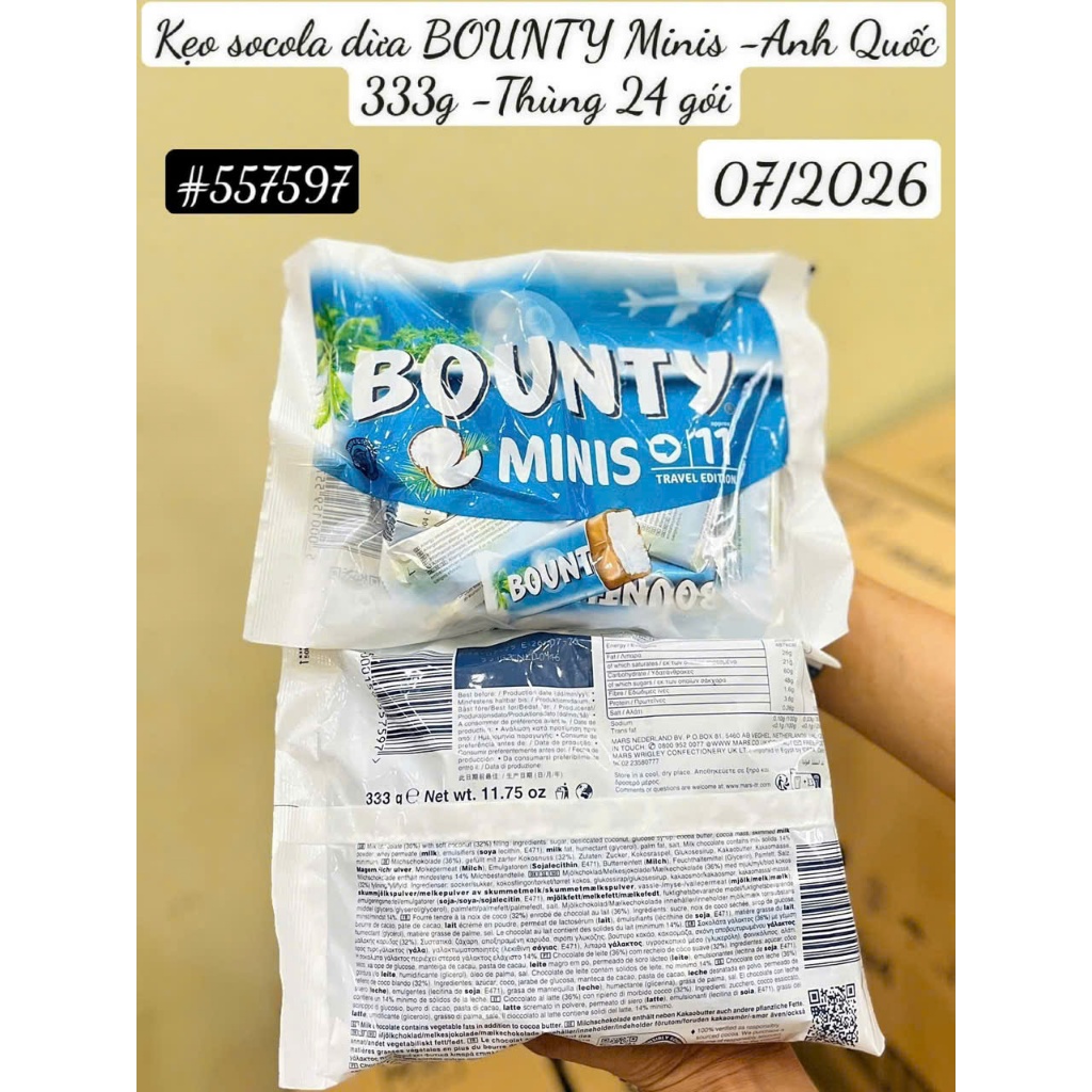 Kẹo socola dừa BOUNTY (về 2 loại: Miniatures & Minis)