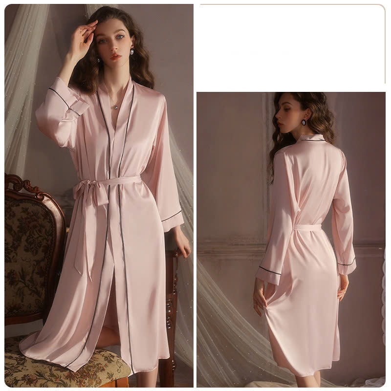 Áo Choàng Ngủ Lụa Dáng Dài Cao Cấp Đủ 5 Màu Kèm Đai Thắt Eo Sang Chảnh BS-879 | BigBuy360 - bigbuy360.vn