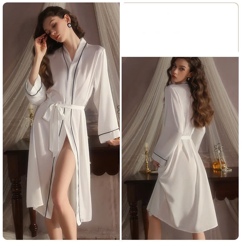 Áo Choàng Ngủ Lụa Dáng Dài Cao Cấp Đủ 5 Màu Kèm Đai Thắt Eo Sang Chảnh BS-879 | BigBuy360 - bigbuy360.vn