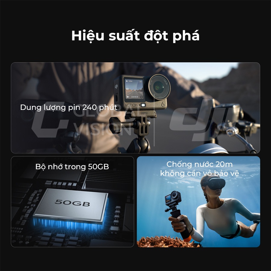 Camera hành động DJI Osmo Action 6 máy quay hành trình | Video 8K, cảm biến vuông 1/1.1, bộ nhớ trong 50GB (DJI OA 6) | BigBuy360 - bigbuy360.vn