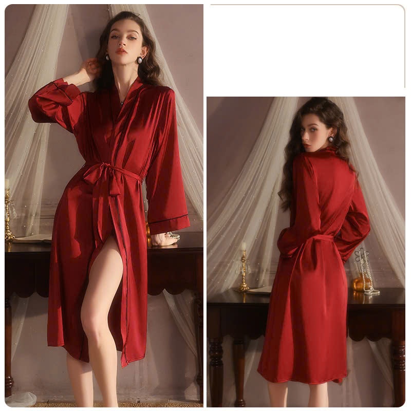 Áo Choàng Ngủ Lụa Dáng Dài Cao Cấp Đủ 5 Màu Kèm Đai Thắt Eo Sang Chảnh BS-879 | BigBuy360 - bigbuy360.vn