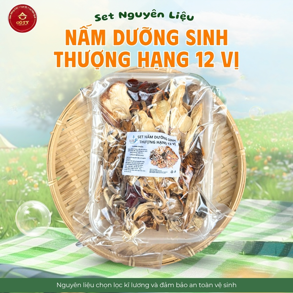 Set NẤM DƯỠNG SINH THƯỢNG HẠNG 12 VỊ nhiều loại nấm thơm ngon chọn lọc, set nấm khô hầm nấu canh