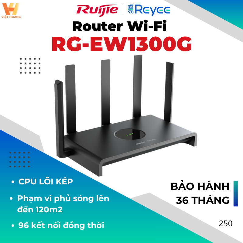 [1300M] Thiết Bị Phát Wifi Ruijie RG-EW1300G Hỗ Trợ 96 Users Đồng Thời