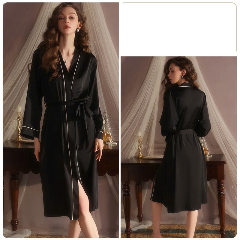 Áo Choàng Ngủ Lụa Dáng Dài Cao Cấp Đủ 5 Màu Kèm Đai Thắt Eo Sang Chảnh BS-879 | BigBuy360 - bigbuy360.vn