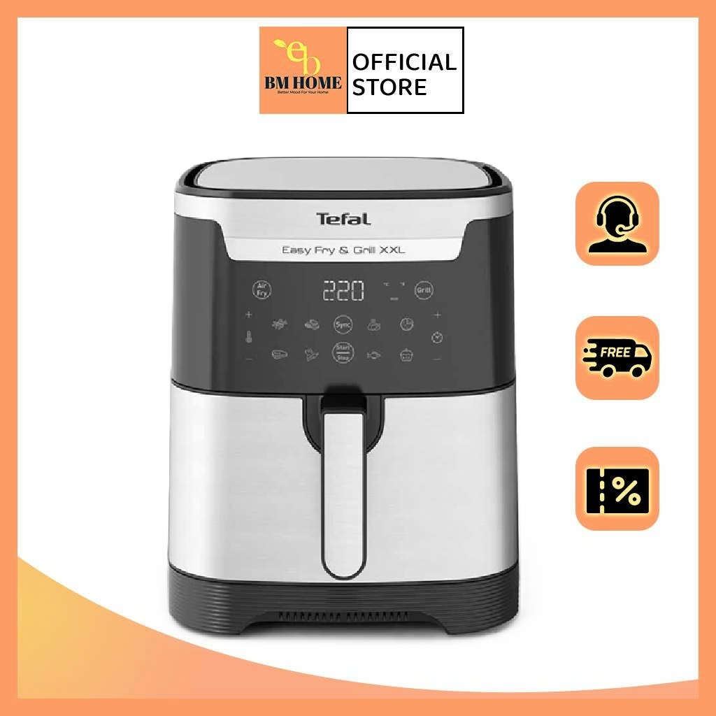 Nồi chiên không dầu Tefal 2in1 Easy Fry & Grill 6.5L  XXL EY801D15 - Màn hình cảm ứng - Dung tích lớ