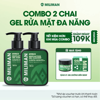Combo 2 Chai Sữa Rửa mặt Nam Cho Da Dầu Mụn MILIMAN 150ml Tặng 1 Gel Dưỡng Full Size 50Gr