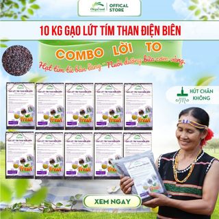  10kg Gạo Lứt Đen Dẻo  Tím Than Điện Biên Hữu Cơ Gạo Lức Tím Than Orgafood EAT CLEAN Eatclean Healthy 