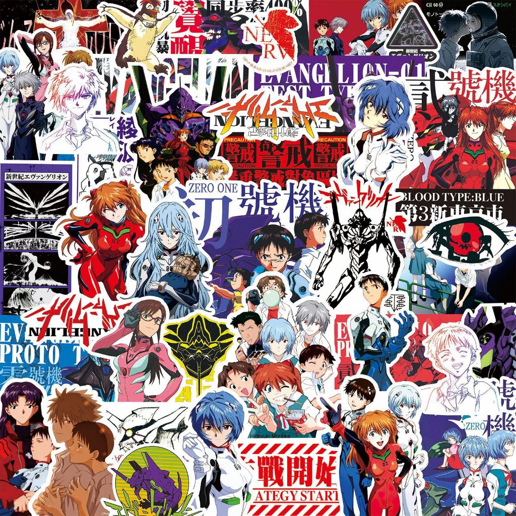 Sticker Evangelion EVA– Set Sticker Nhân Vật Anime Ngầu, Dán Sổ, Laptop, Xe Máy, Điện Thoại, Vệ Sinh