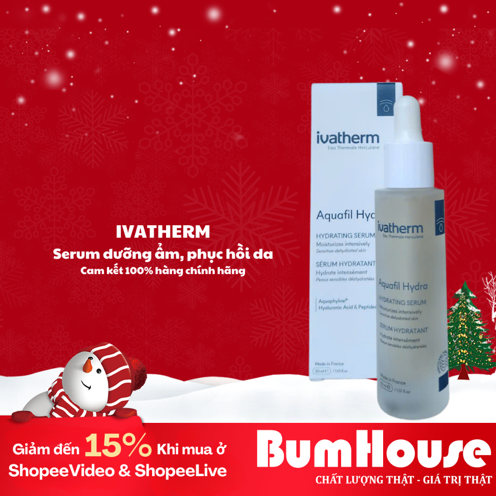 Serum dưỡng ẩm phục hồi và trẻ hoá Ivatherm Aquafil Hydra Hydrating Serum - 30ml