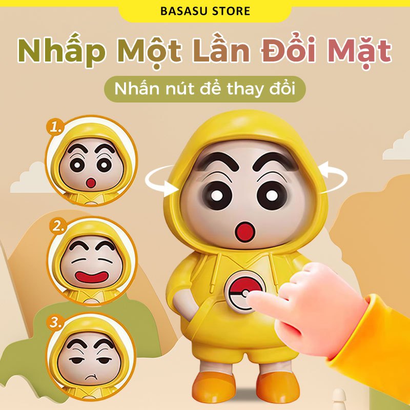 Móc Khóa Xoay Mặt Shin Chan Crayon Face Change Búp bê thay đổi khuôn mặt Chì Đồ Chơi Trẻ Em Đổi Mặt Bấm Hình Vô Tri