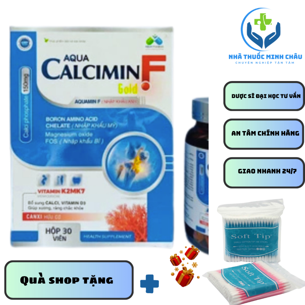 [CHÍNH HÃNG] AQUA CALCIMIN F GOLD - Viên uống bổ sung Calci Tảo biển đỏ Bổ sung Canxi và D3, dùng đư