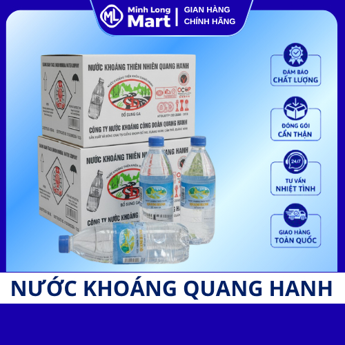 Nước Khoáng Quang Hanh Có Ga 500ml Thùng 20 Chai – Nước Khoáng Quang Hanh – Nắp Xanh Mặn Nhẹ – Bù Kh