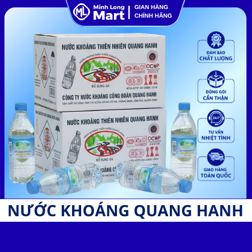 Nước Khoáng Quang Hanh 500ml Thùng 20 Chai – Nước Khoáng Quang Hanh Có Ga – Vị Mặn Nhẹ – Nắp Xanh Mớ