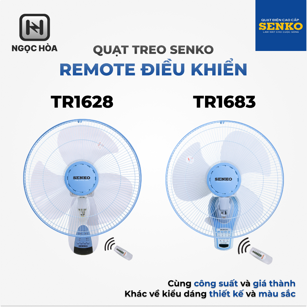 [Phan Rang] Quạt Điện SENKO Treo Tường Điều Khiển TR1683/ TR1628 - Công suất 47W - Hàng Chính Hãng