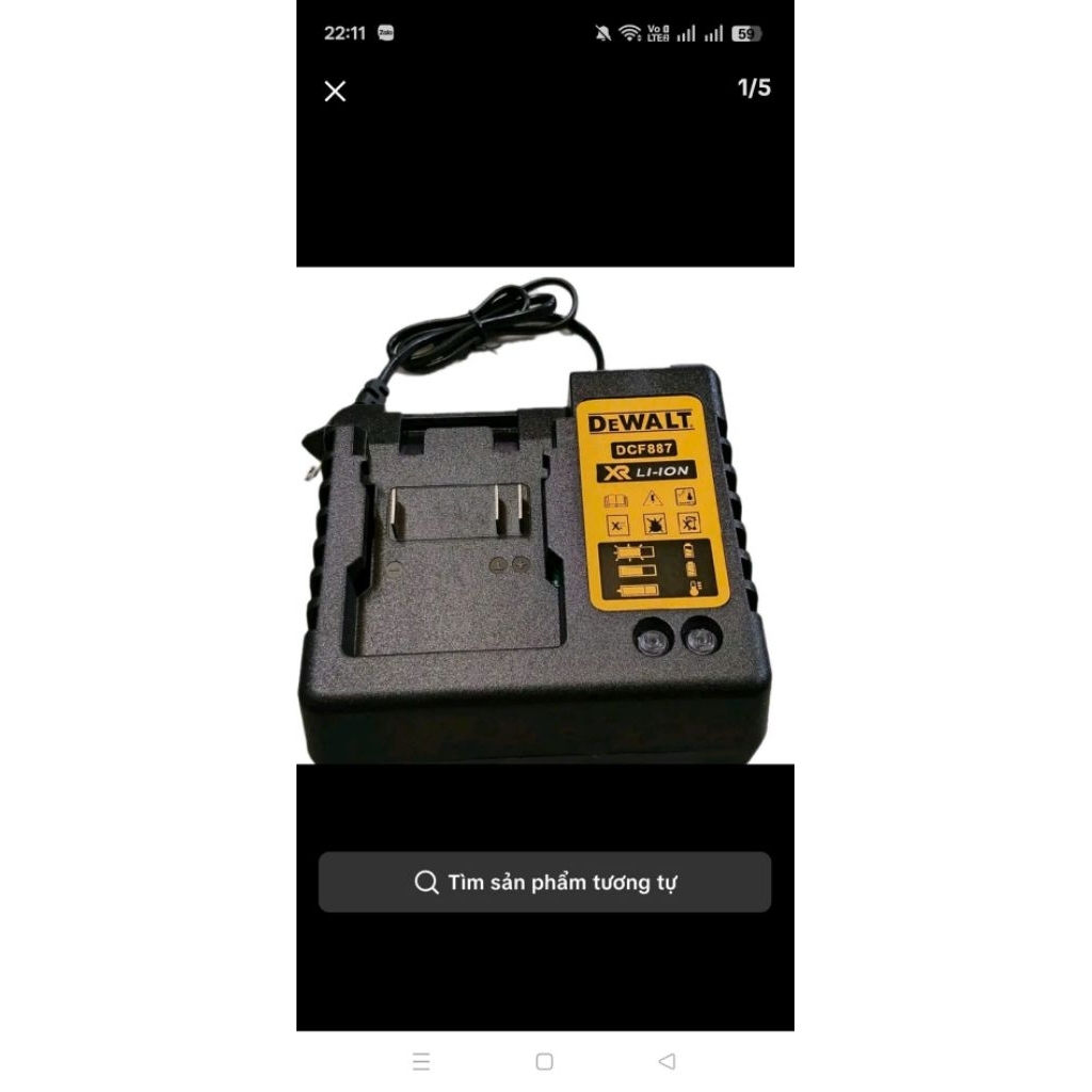 Sạc pin mầu đen dewalt 18v, đế sạc pin DeWALT 18v, sạc pin siết bu lông DeWALT 18v, sạc pin máy khoa