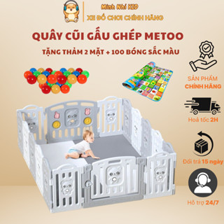 [ Ȟỏa Tốc 2H] Quây cũi nhựa 14 tấm cho bé hình gấu trúc  mẫu mới 2025 Tặng Bóng + 1 Thảm Hai Mặt Minhnhi.Kid