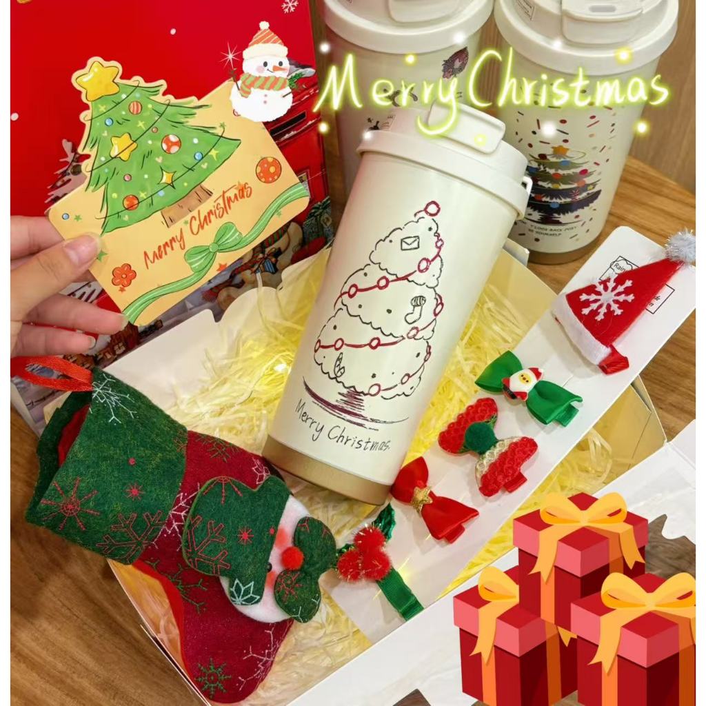 Decorative cloud Christmas tree air Creative big capacity cute vacuum flask portable double drink co
