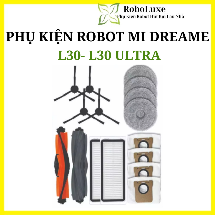 Phụ kiện Robot hút bụi mi Dreame L30- L30 Ultra, Lọc hepa , Khăn, Chổi giữa, Chổi cạnh, Túi rác