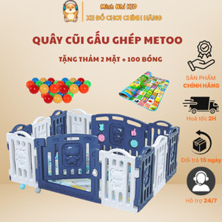    Ȟỏa Tốc 2H  Quây Cũi Nhựa Gấu Gấp Gọn Cho Bé Đủ Kích Thước Tặng Thảm Và 100 Bóng Minhnhi.Kid 