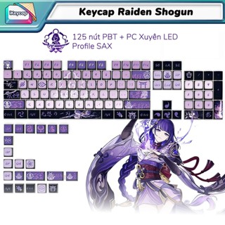  Keycap Raiden Shogun - Keycap Genshin Impact Xuyên Led dạng Pudding I Nhựa PBT 125 nút 